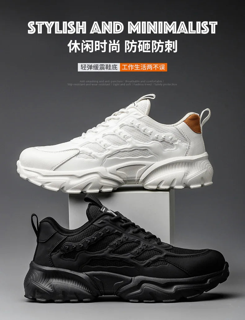 White Safety Shoes Men Steel Toe Boots Work Sneakers Anti-smash Anti-puncture Indestructible Shoes Sport Men Protective Shoes