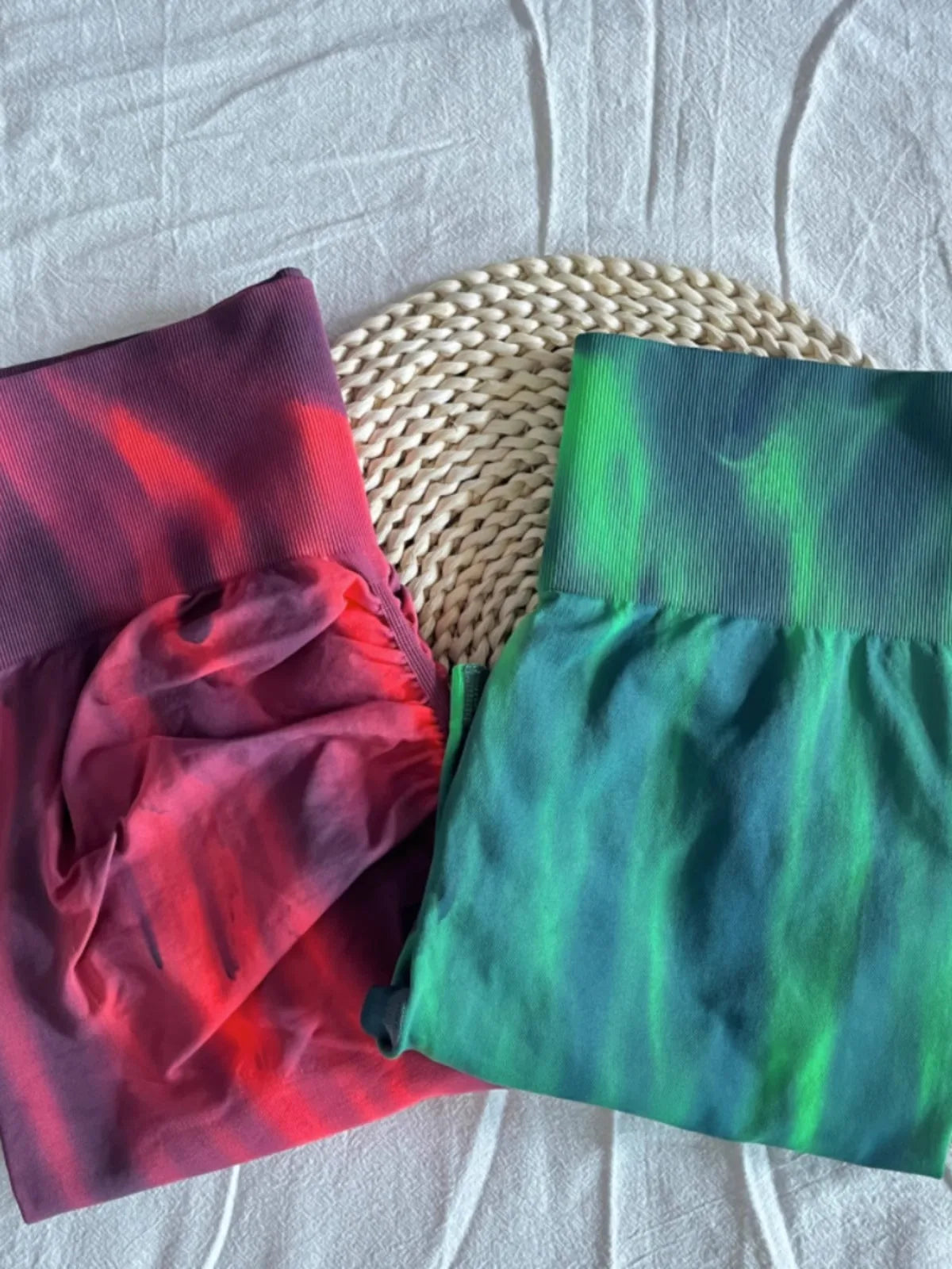 Tie Dye Aurora Shorts Female Seamless Slim Leggings Gym Running Cycling Stretchy Leggings High Waist Hip Liftting Yoga Shorts