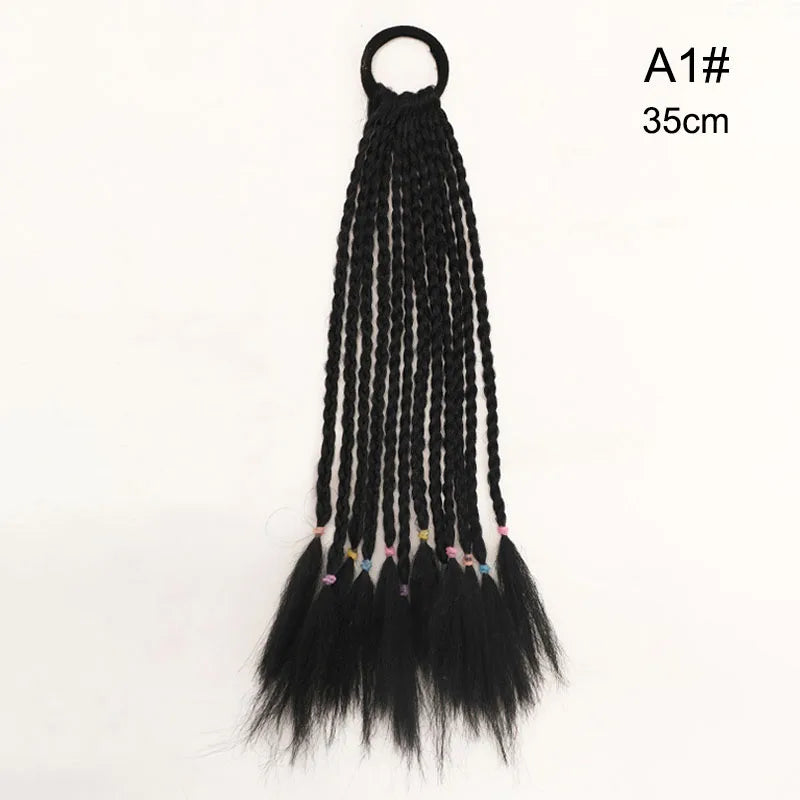 35cm Girl Thicker Wig Ponytail Hair Ropes Kids Twist Braid Rope Headdress Hair Braider Elastic Hair Band Rubber Hair Accessories Viralgem Store
