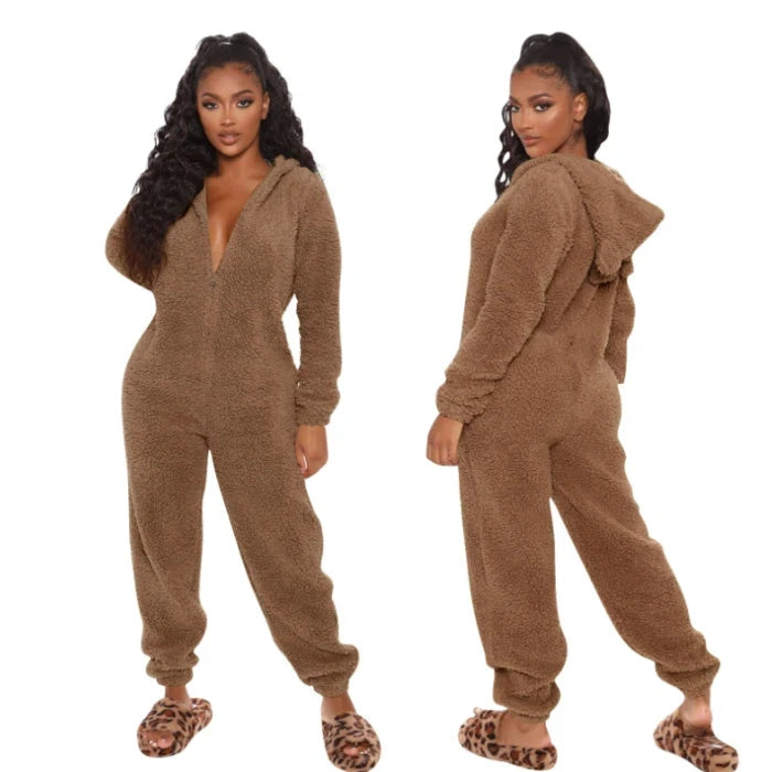 One-Piece Hooded Jumpsuit for Women, Elegant Overalls, Full Length, Thickened, Autumn, Winter, New, 2022 Viralgem Store