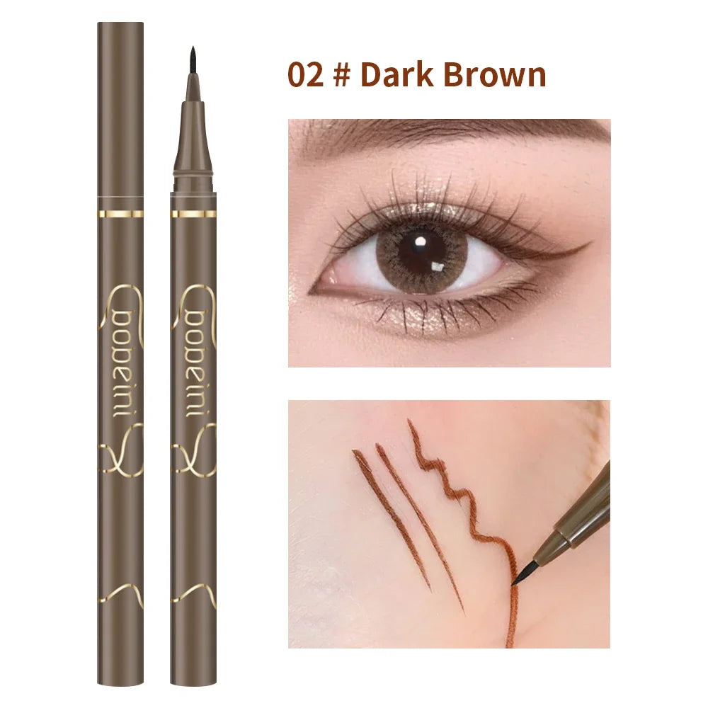 Waterproof Quick Dry Liquid Eyeliner Pen Lasting Lying Silkworm Eyeliner Pencil Ultra-fine Matte Black Brown Beauty Eyes Makeup