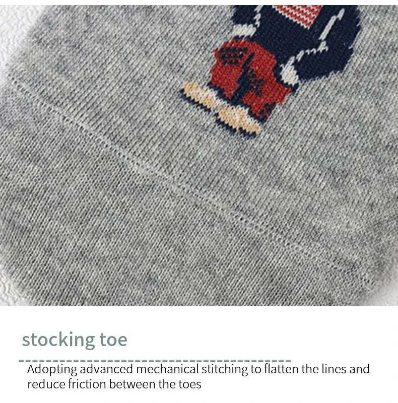 5 Pairs of Super Cute Bear Embroidered Cartoon Bear Boat Socks, Soft and Comfortable, Sweat Wicking and Versatile Short Socks