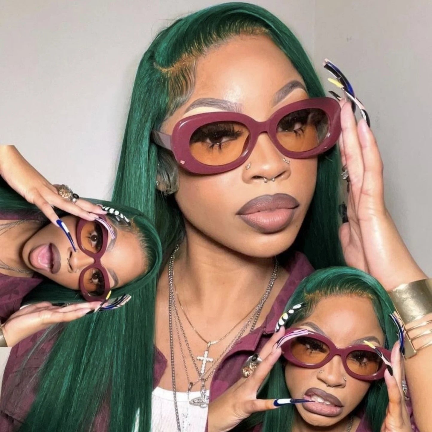 13X4 Dark Green Lace Front Wig Long Straight Synthetic Wig Long Green Colored Hair Lace Frontal Wigs for Women Heat Fiber Viralgem Store