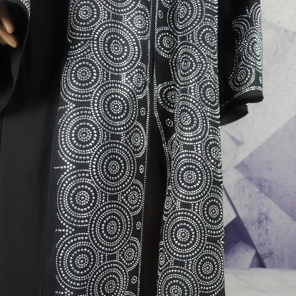 Africa women's dress luxury robe dress loose fashion V-neck diamond long sleeve Viralgem Store