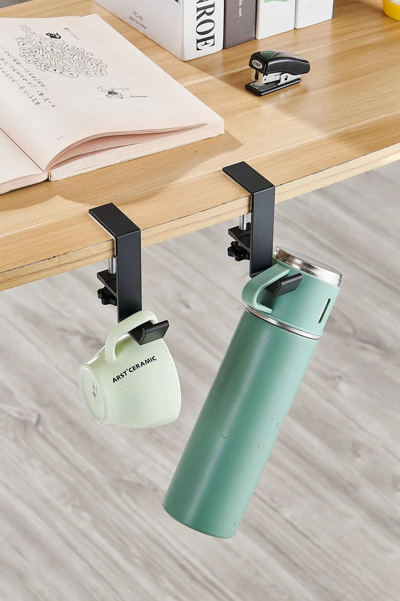 1pc Adjustable Desk Edge Hook Without Punching Office Desktop Edge Hanging Bag Hook Student Backpack Headphone Hanging Hook