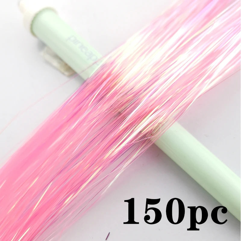 Synthetic Extensions Hair Dazzling Female Hippies With Tinsel Rainbow Silk For Braided Headwear Length 120 Cm 150 Strands/Pack Viralgem Store