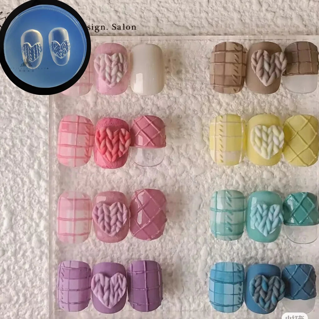 1pc Sweater Knitting Lace 3D Acrylic Mold Nail Art Decoration Nails DIY Design Silicone  Nail Art Template Nail  Mold