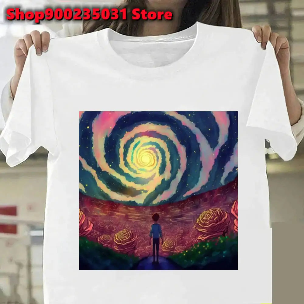 Van Gogh The Little Prince Art Oil Painting T Shirt Harajuku Women Y2k Tops Casual Womens Clothes Personality Graphic Tees Shirt