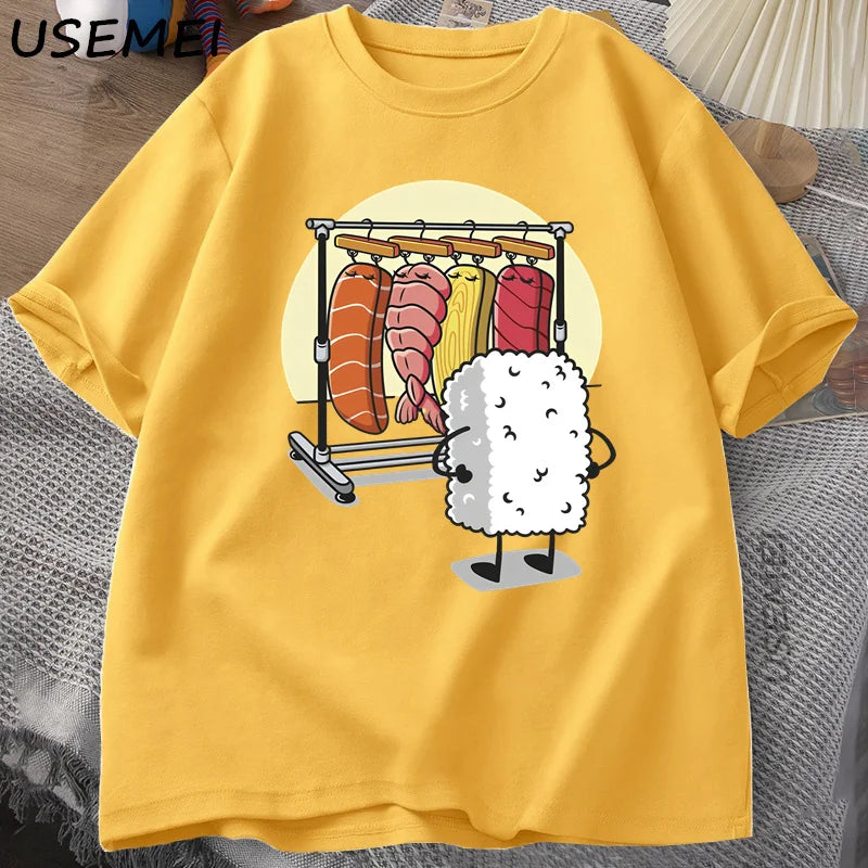 Sushi Wardrobe T Shirt Women Men Funny High Quality T-shirt Cotton Graphic T Shirts Loose Short-sleeve Pritned Tshirt Man Tops Freshlook Styles