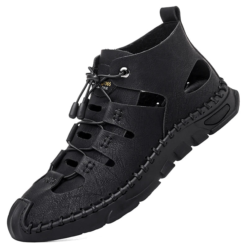 Summer High Quality Men's Fashion Trend Sandals Outdoor Breathable Massage Sole Anti slip Sandals Men's White Sandals Leather Viralgem Store