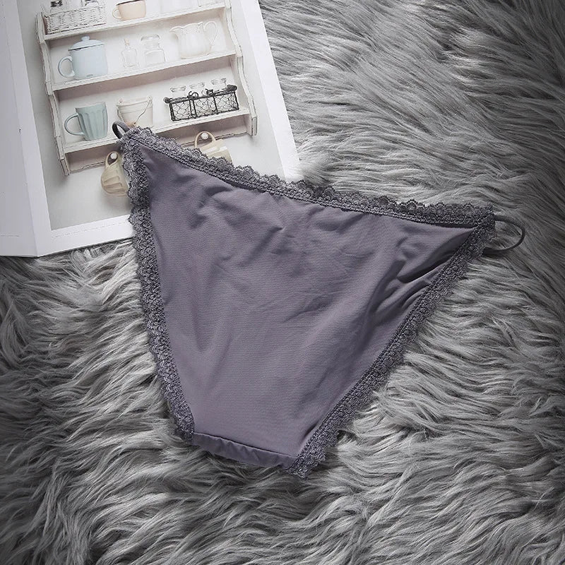 3 Articles Solid Cute Lace Bow Knot Semi Sheer Briefs Comfy Breathable Stretchy Intimates Panties Women's Lingerie  Underwear Viralgem Store