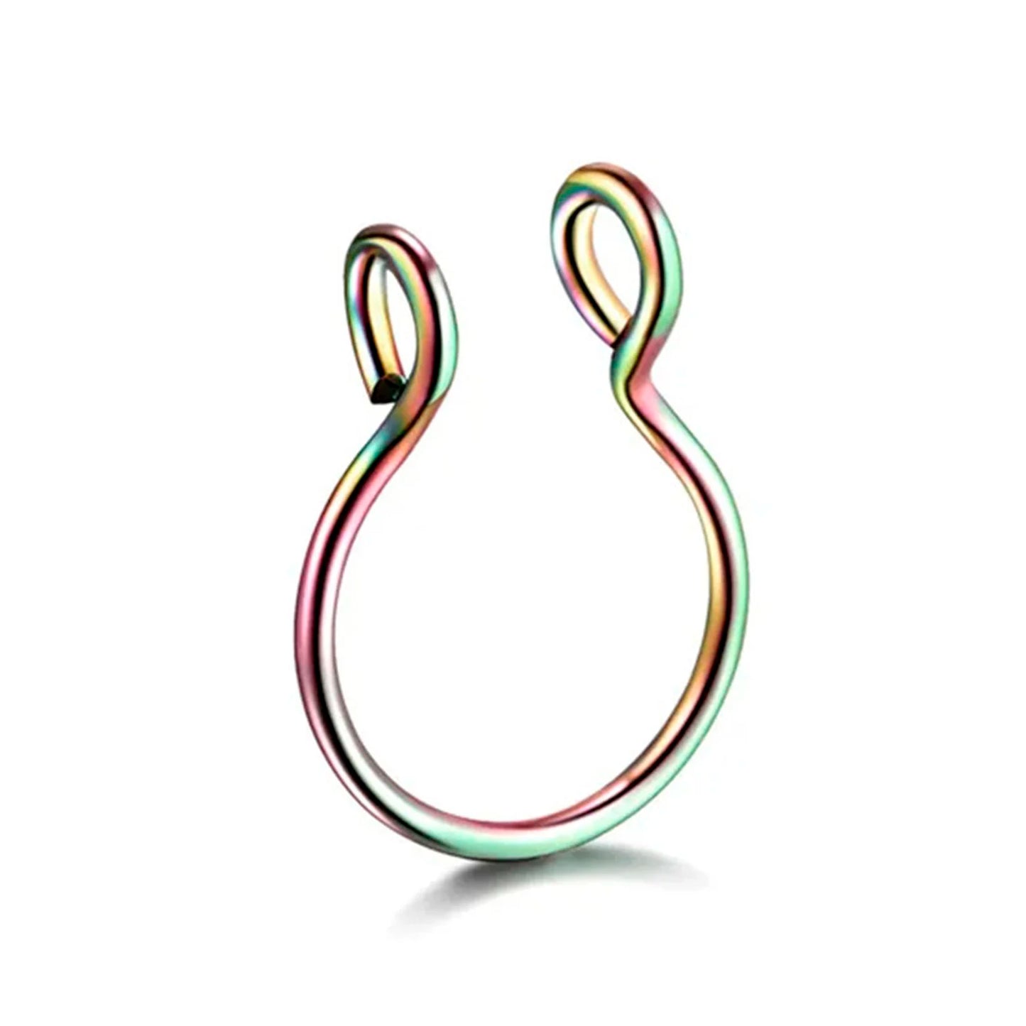 1Pc/5pcs Set Horseshoe Fake Nose Ring false,U Shaped Nath false Septum Rings,316L Stainless Steel Fake Nose Piercing,Non Pircing