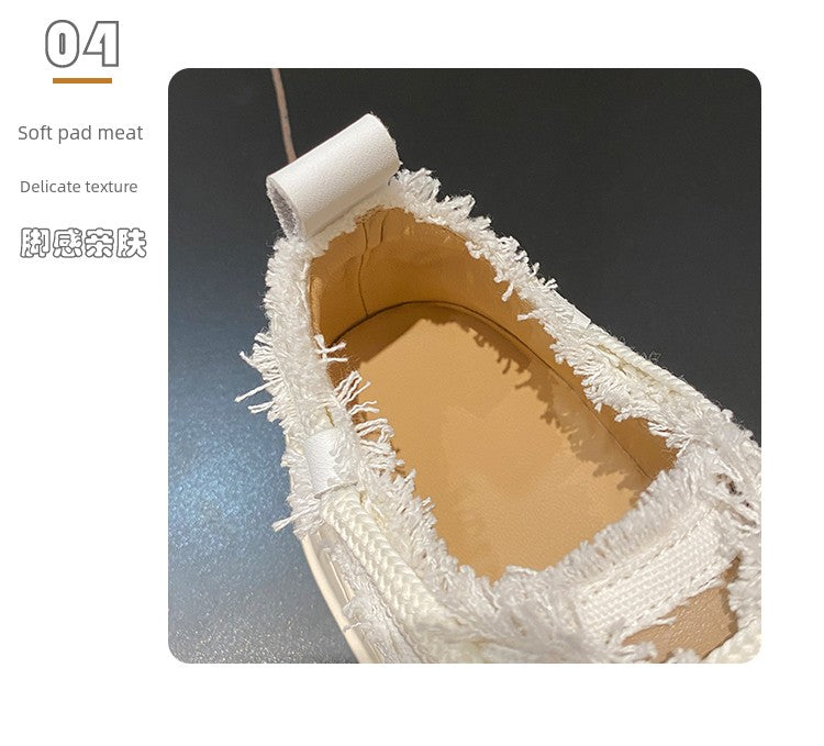 Tan Jianji Style Canvas Shoes Women's Summer 2023 New Arrival Thick Sole Beggar Shoes White Shoes Casual Sports Skate Shoes Fashion Shoes
