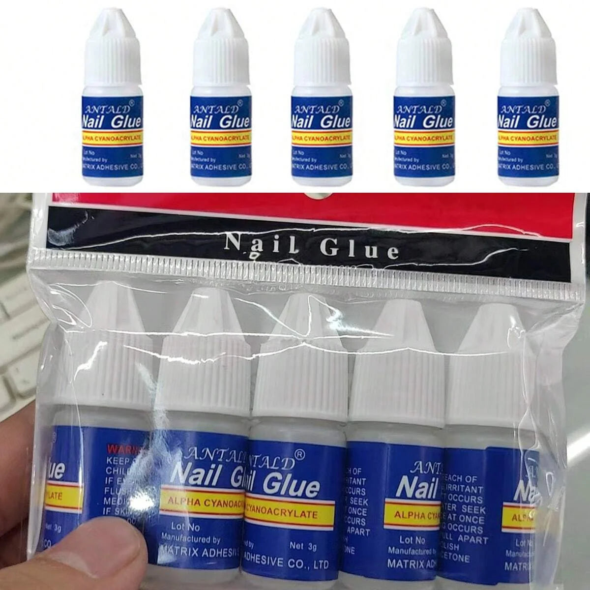 5pcs*3g Strong Adhesive Nail Glue -Fast Drying Nail Bond Glue for Acrylic False Nail Tips Gem Rhinestone Jewelry Sticky Glue Gel Viralgem Store