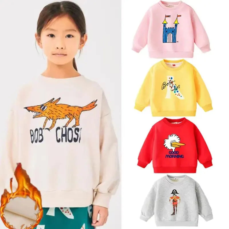 Winter Kids Sweatshirts Plus Velvet Children Pullover 2024 Warm Boy T-shirts Cartoon Girls Fleece Hoodies Baby Outerwear Clothes Viralgem Store