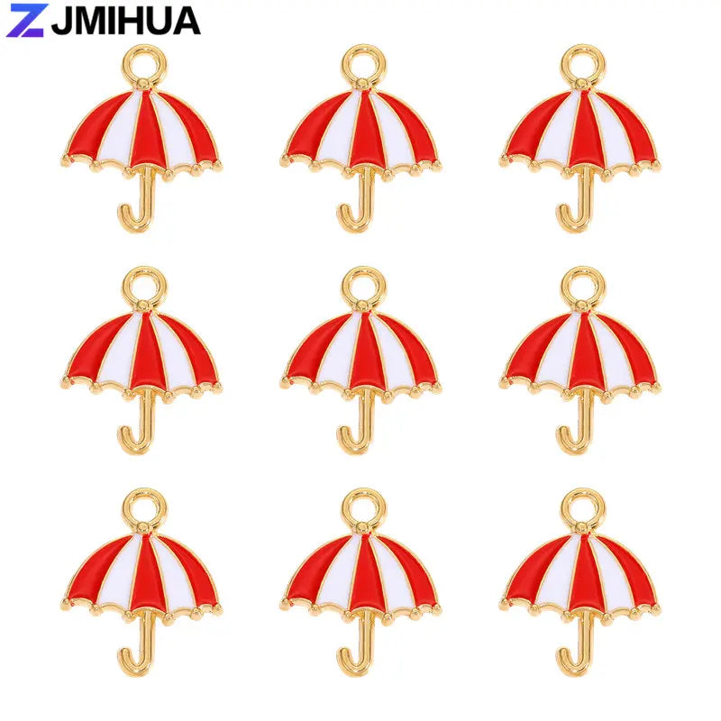 20pcs/lot Metal Enamel Cute Umbrella Charms For Jewelry Making Earrings Pendant Necklaces Bracelets DIY Handmade Accessories