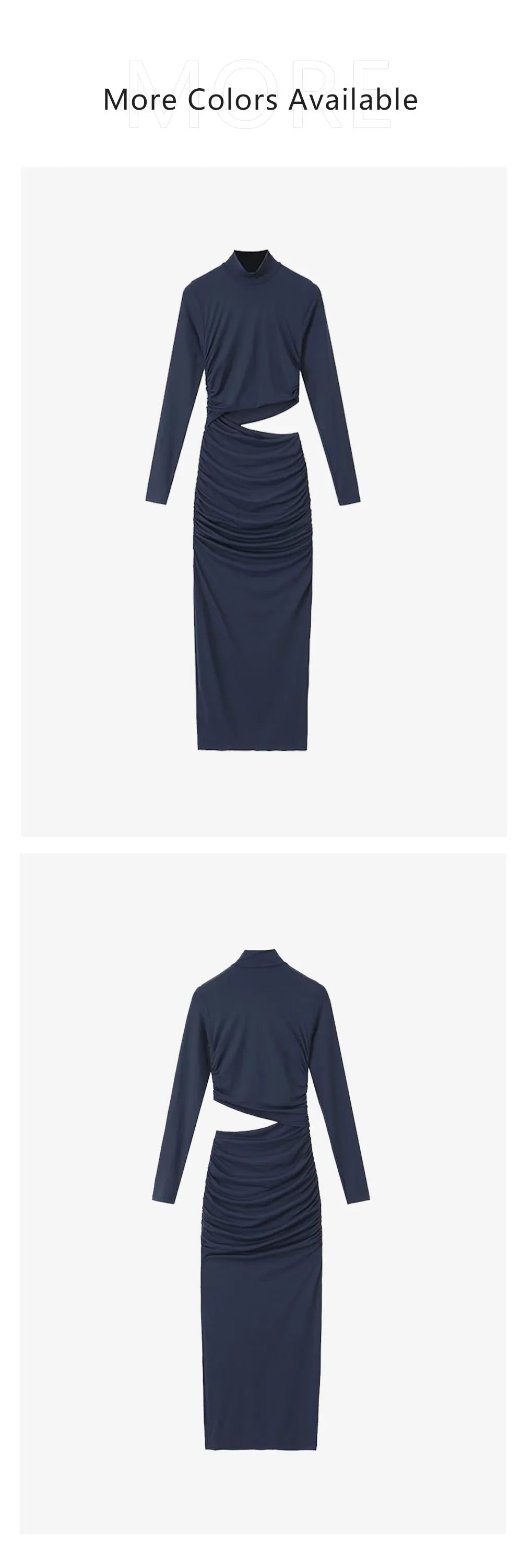 UNIZERA 2023 Autumn/Winter New Product Women's New Fashion Style Slim Opening Design High Neck Slim Fit Dress Viralgem Store