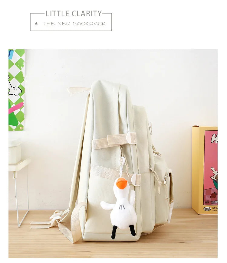 5-piece Set of Free Pendants Forest Style Korean Version Casual Harajuku Student Backpack for High School Girls Large Capacity Viralgem Store