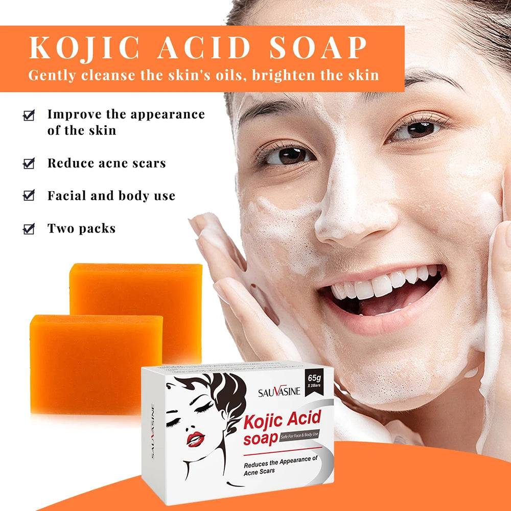 2pcs/pack Handmade Whitening Soap Skin Care Deep Cleaning Moisturizing Cleansing Essential Temperate Brighten Kojic Acid Soap