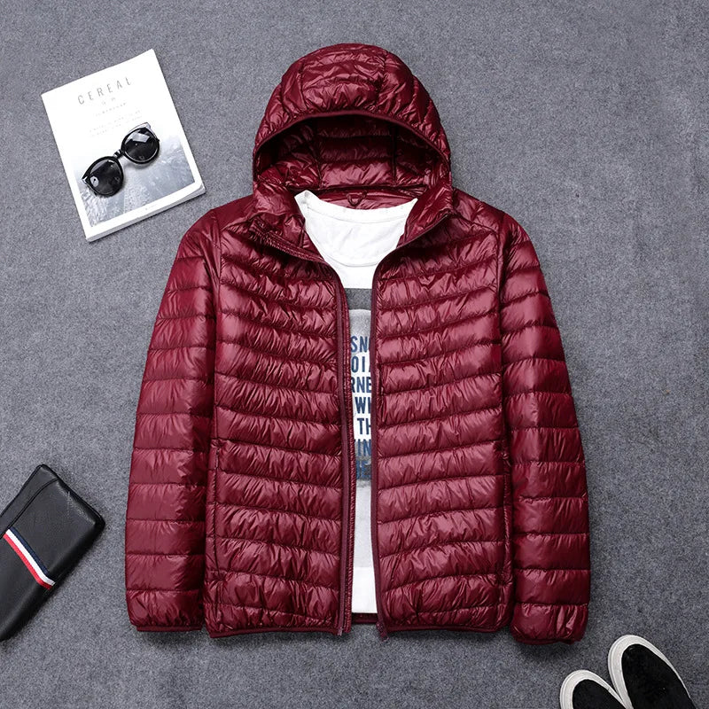 2024 New High-grade Men's White Duck Down Light Down Jacket Men's Short Hooded Men's Autumn Winter Lightweight Coat Men Jacket