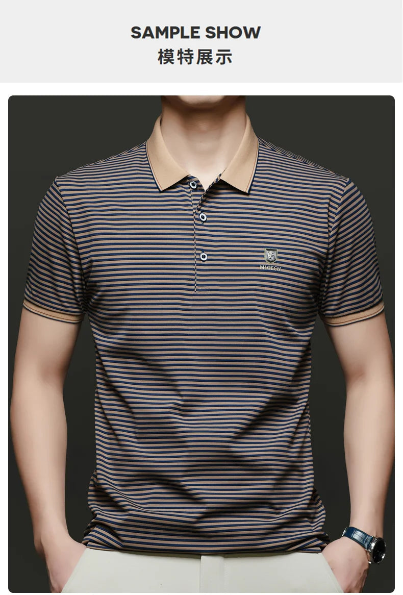 Top Grade 2025 Summer Brand Designer Polo Shirts For Men Summer Stripped Slim Fit Short Sleeve Casual Tops Fashions Men Clothes Viralgem Store