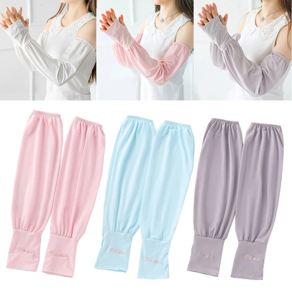 1 Pair Summer Ice Silk Sleeves For Men And Women Outdoor UV Protection Cycling Sleeve Arm Sun Screen Protection Sleeves Loose