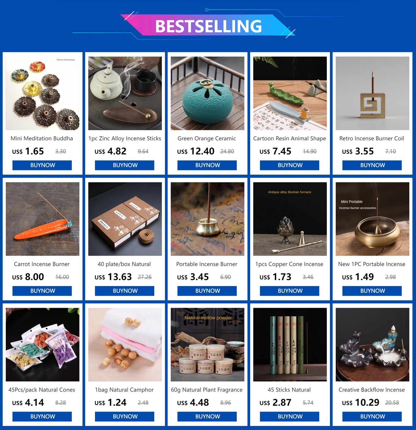 10pcs/box India Cone Incense Small Box Natural Fragrant Spices Jasmine Lavender Vanilla Living Room Buddhism Tower Incense