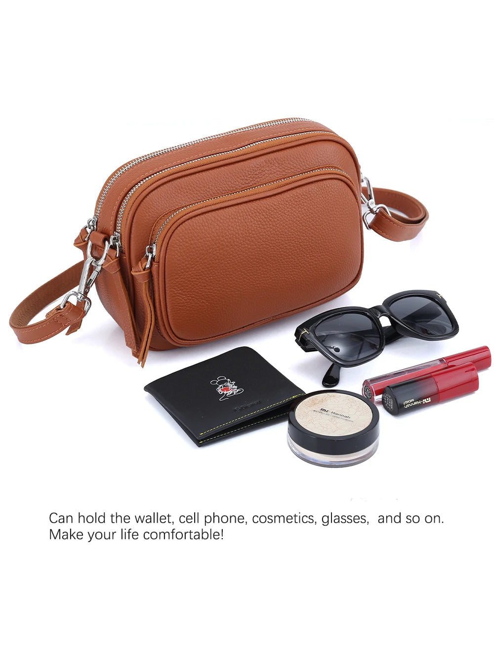 Zency Designer Women Shoulder Bag Genuine Cowhide Leather Handbag Zipper Pockets Large Capacity Female Crossbody Bag White Viralgem Store