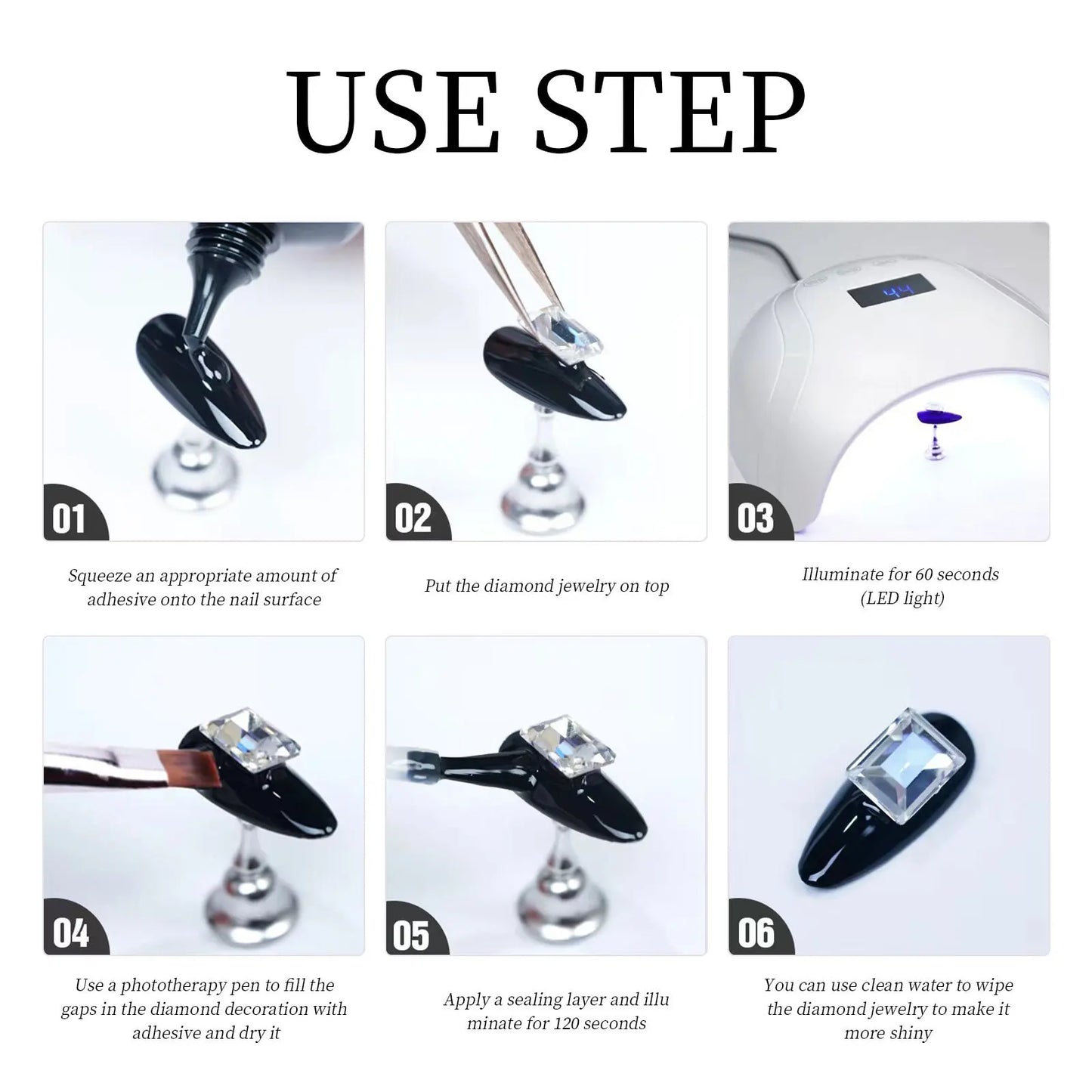 Strong Adhesive Nail Glue For Press On False Nail Tips Acrylic Fake Nails Long-lasting Transparent Nail Rhinestone Glue