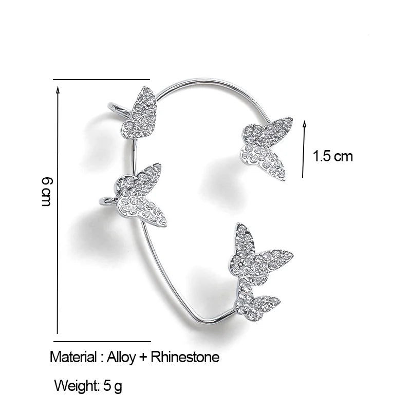 20Style Luxury Shiny Crystal Rhinestone Long Tassel Ear Cuff No Pierced Ear Clip Earrings For Women Wedding Korean Trend Jewelry Viralgem Store