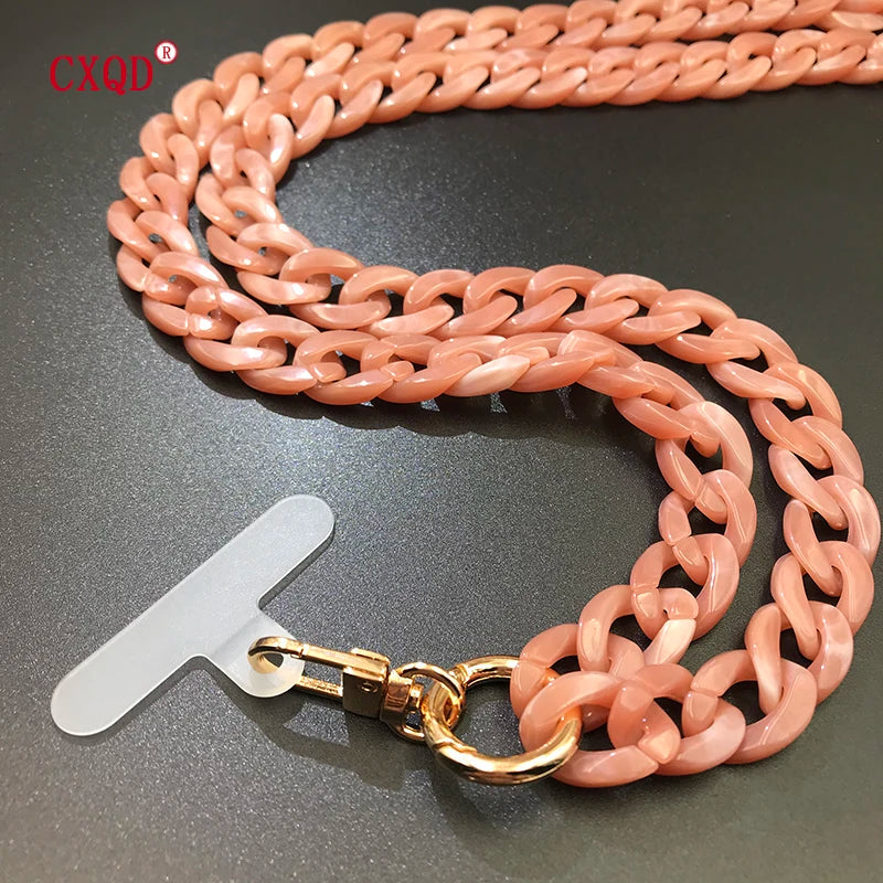 120cm Bevel Design Anti-lost Phone Lanyard Rope Neck Strap Colorful Portable Acrylic Cell Phone Chain Accessories Gifts Outdoor Viralgem Store
