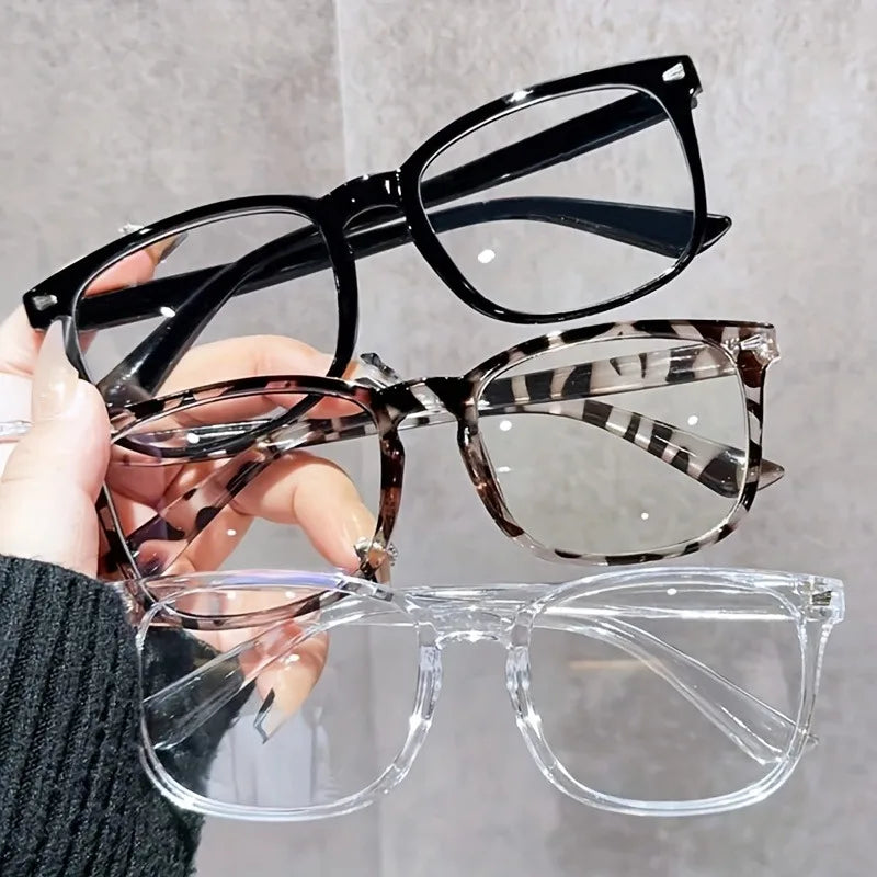 3pcs Lightweight PC Frames Minimalist Square Clear Lens Glasses - Blue Light Blocking, Full Frame, for Everyday & Casual Wear Viralgem Store