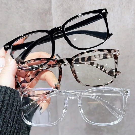 3pcs Lightweight PC Frames Minimalist Square Clear Lens Glasses - Blue Light Blocking, Full Frame, for Everyday & Casual Wear Viralgem Store