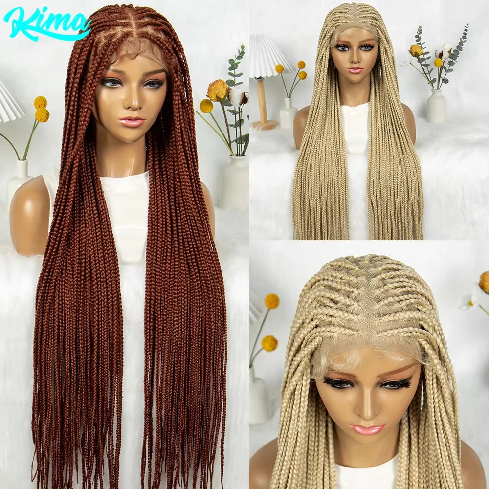 Synthetic Transparent HD Knotless Full Lace Braided Wigs For Black Women Crochet Braid Braiding Hair Viralgem Store