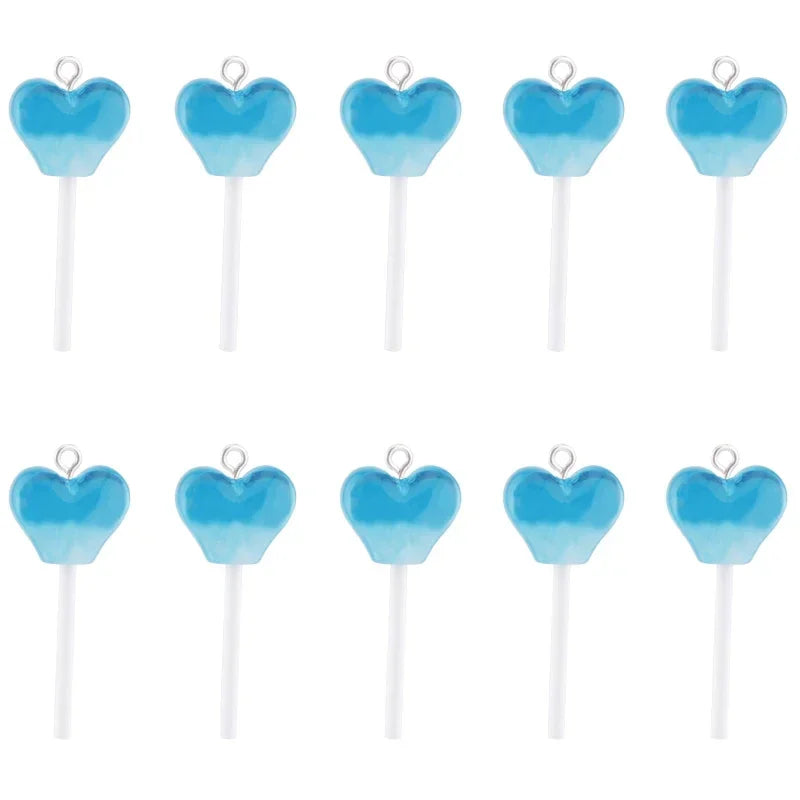 10Pcs Sugar Candy lollipop Resin Charms Diy Findings Kawaii 3D Keychain Earring Pendant Charms For Jewelry Making Suppplies