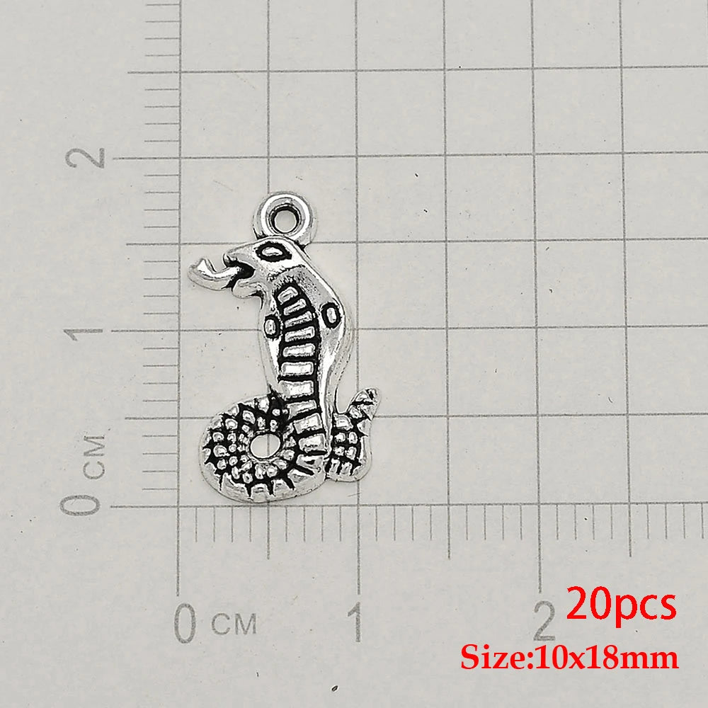 10/20pcs/lot Antique Silver Plated Snake Charms Animals Pendant For Diy Necklace Jewelry Making Findings Supplies Accessories Viralgem Store