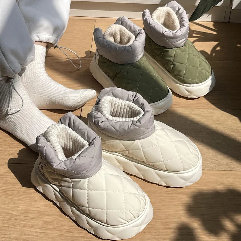 Winter Soft Women's Snow Boots Warm Snow Boots Thick Sole Bare Boots Mesh Red Couples Warm and Comfortable Winter Shoes Snow