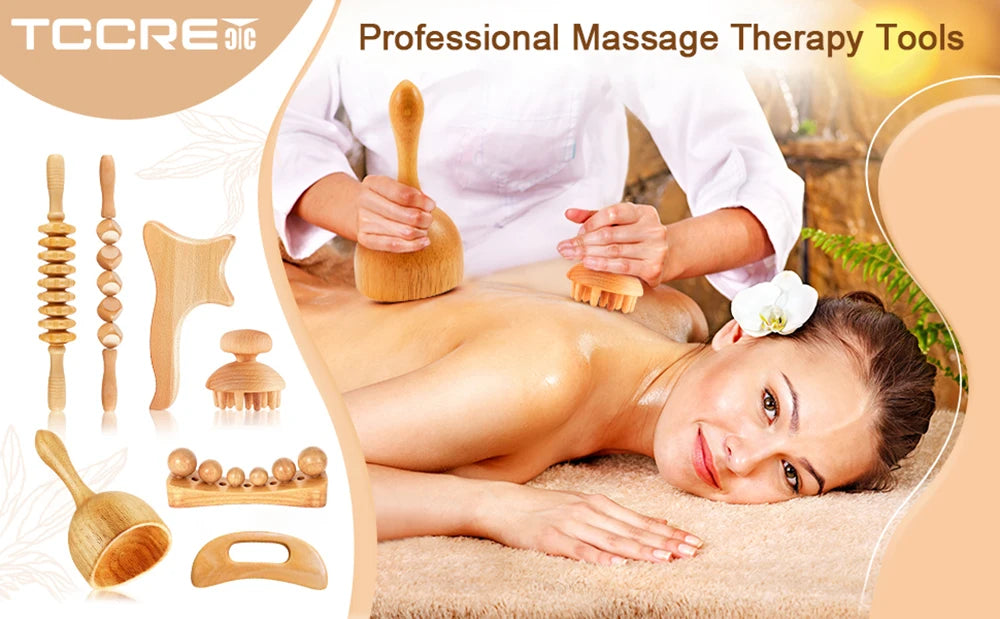 Wooden Hexagonal Cube Reflexology Roller Full Body Massage Therapy Tools for Anti-Cellulite,Lymphatic Drainage,Muscle Relaxation