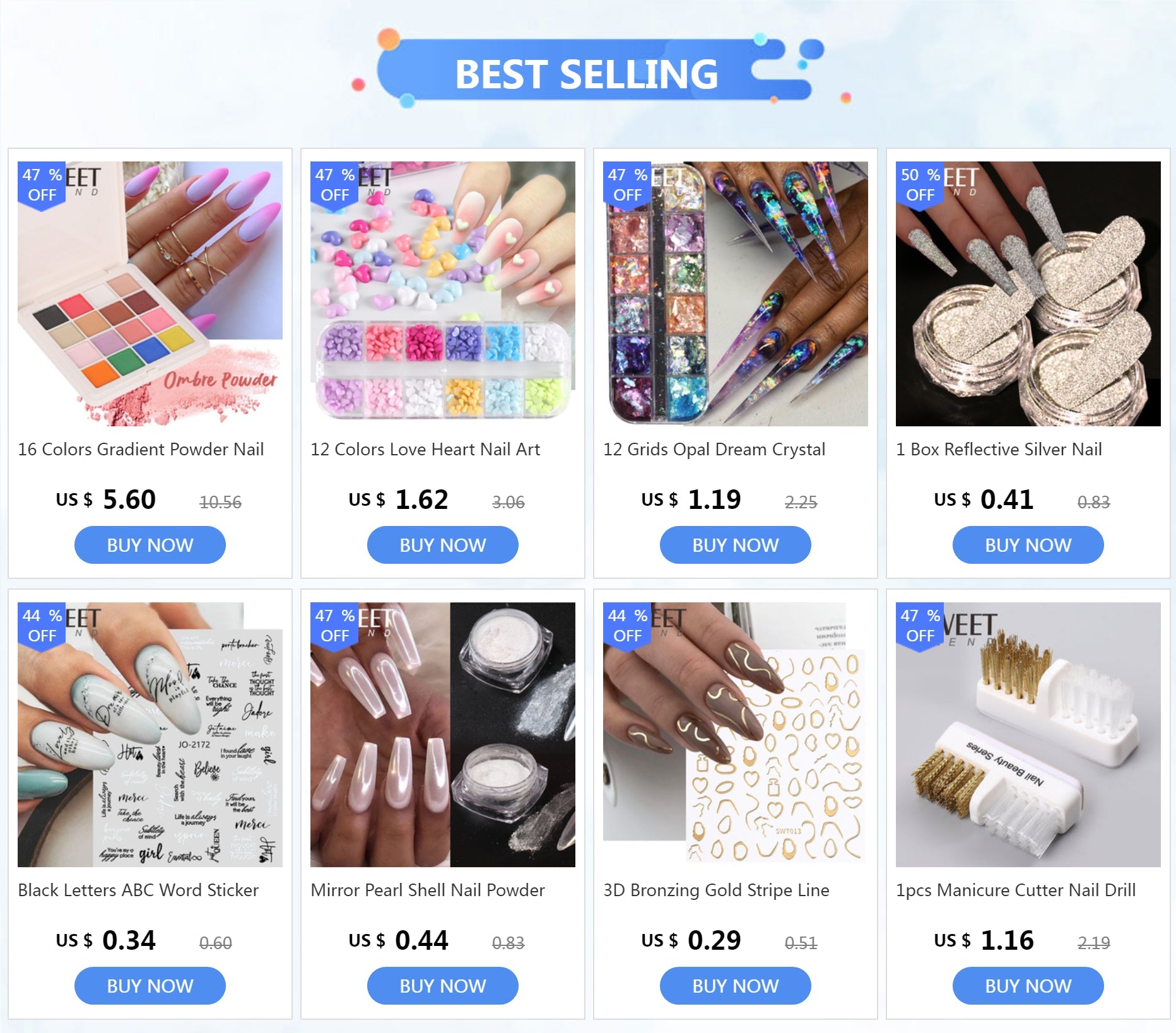 12 Grids Opal Dream Crystal Sequins Nail Flake Galaxy Iridescent Aurora 3D Paillette for Winter Autumn Manicure Decoration SWYFH Viralgem Store