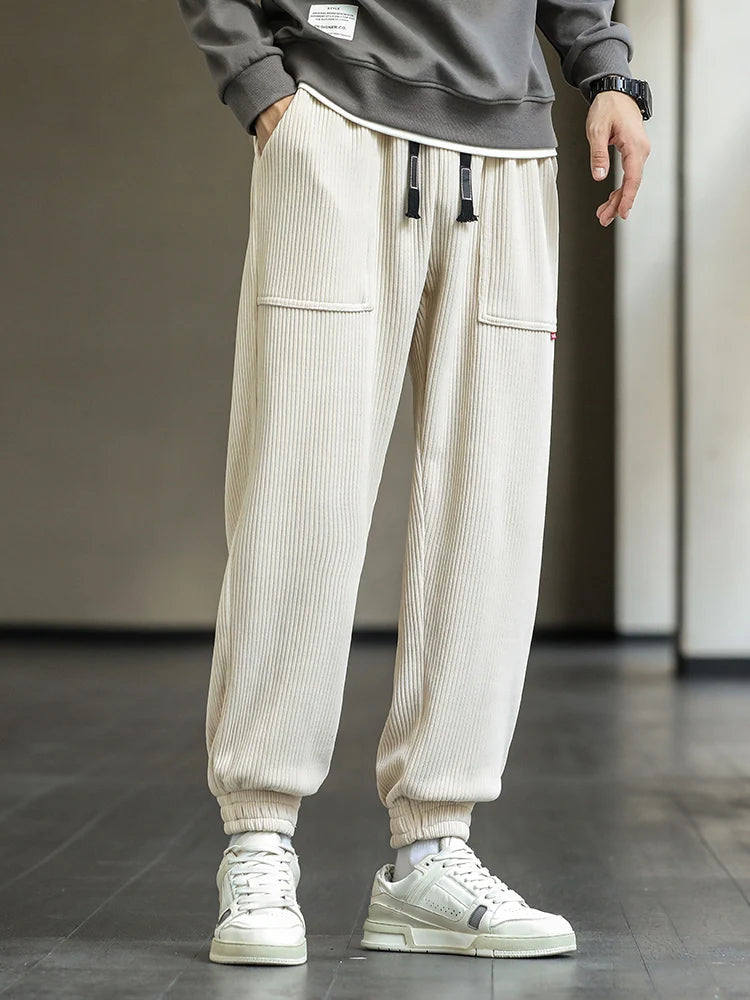 Spring Autumn Corduroy Sweatpants Men Baggy Joggers Fashion Streetwear Loose Casual Harem Pants Plus SIze 8XL