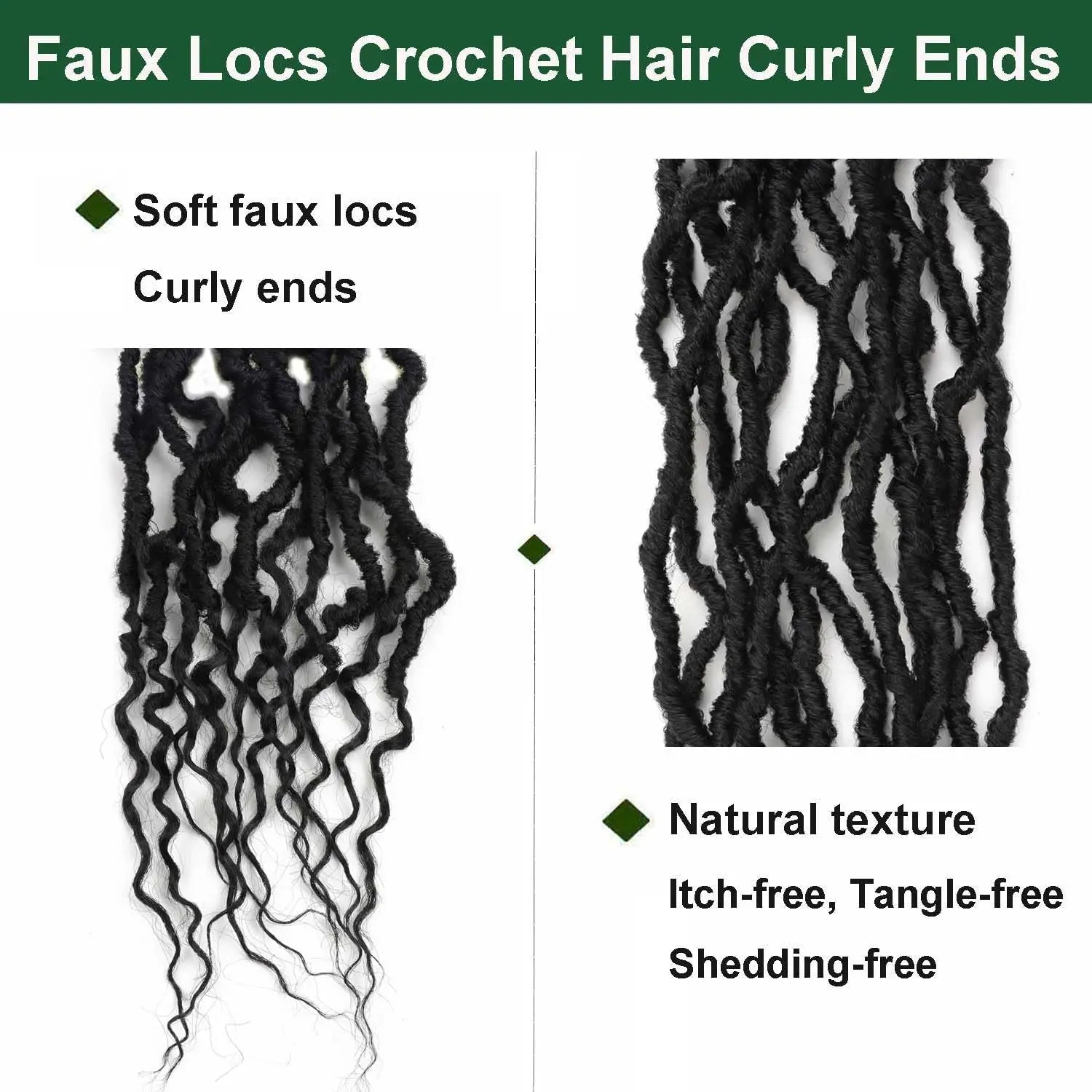 1/3/8 Packs Faux Locs Crochet Hair Curly Ends 14-30 Inch Soft Locs Crochet Dreads Boho Braids Crochet Faux Locs Synthetic Hair Viralgem Store