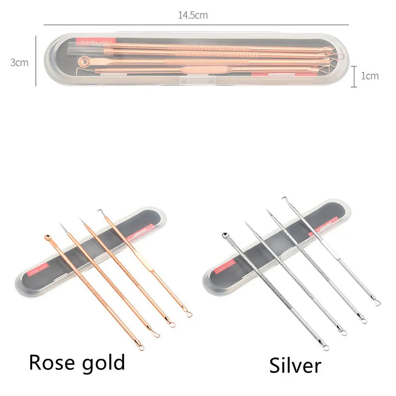 4Pcs Blackhead Black Spot Acne Comedone Pimple Blemish Remover Skin Care Women Beauty Acne Treatment Pore Cleanser Needle Hook Viralgem Store
