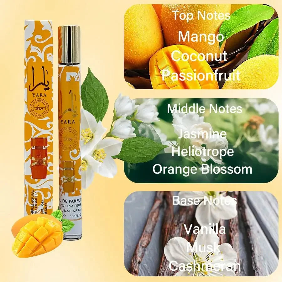 6PCS 35ml Original Yara Perfume Long Lasting Fragrance Eau de Parfum Spray Arabian Perfumes For Men's & Women Portable Perfume