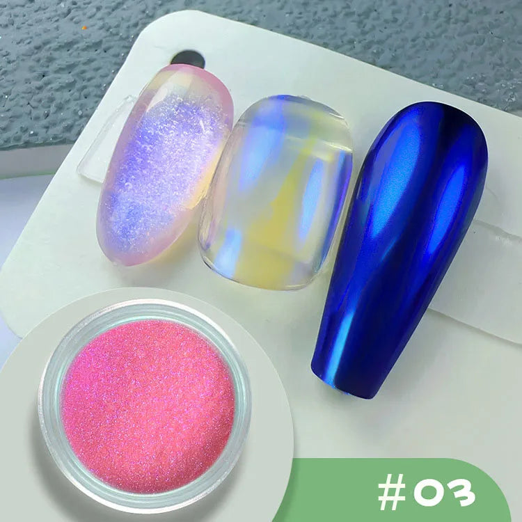 1jar Chrome Chameleon Aurora Nail Powder Metallic Effect Nail Glitter Pigment Mirror Nail Rubbing Dust Gel Nail Polish Supplies
