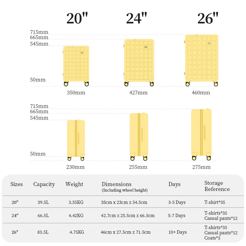 Aji 2025 Women Suitcases On Wheels 20 24 26 Inch Large Capacity Travel Suitcase Pc TSA Lock Handle Carry On Luggage For Men Viralgem Store