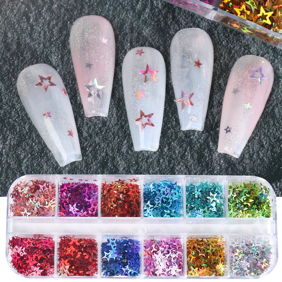 12 Grids Opal Dream Crystal Sequins Nail Flake Galaxy Iridescent Aurora 3D Paillette for Winter Autumn Manicure Decoration SWYFH Viralgem Store