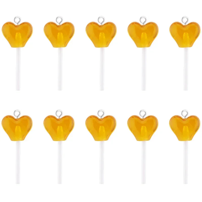 10Pcs Sugar Candy lollipop Resin Charms Diy Findings Kawaii 3D Keychain Earring Pendant Charms For Jewelry Making Suppplies
