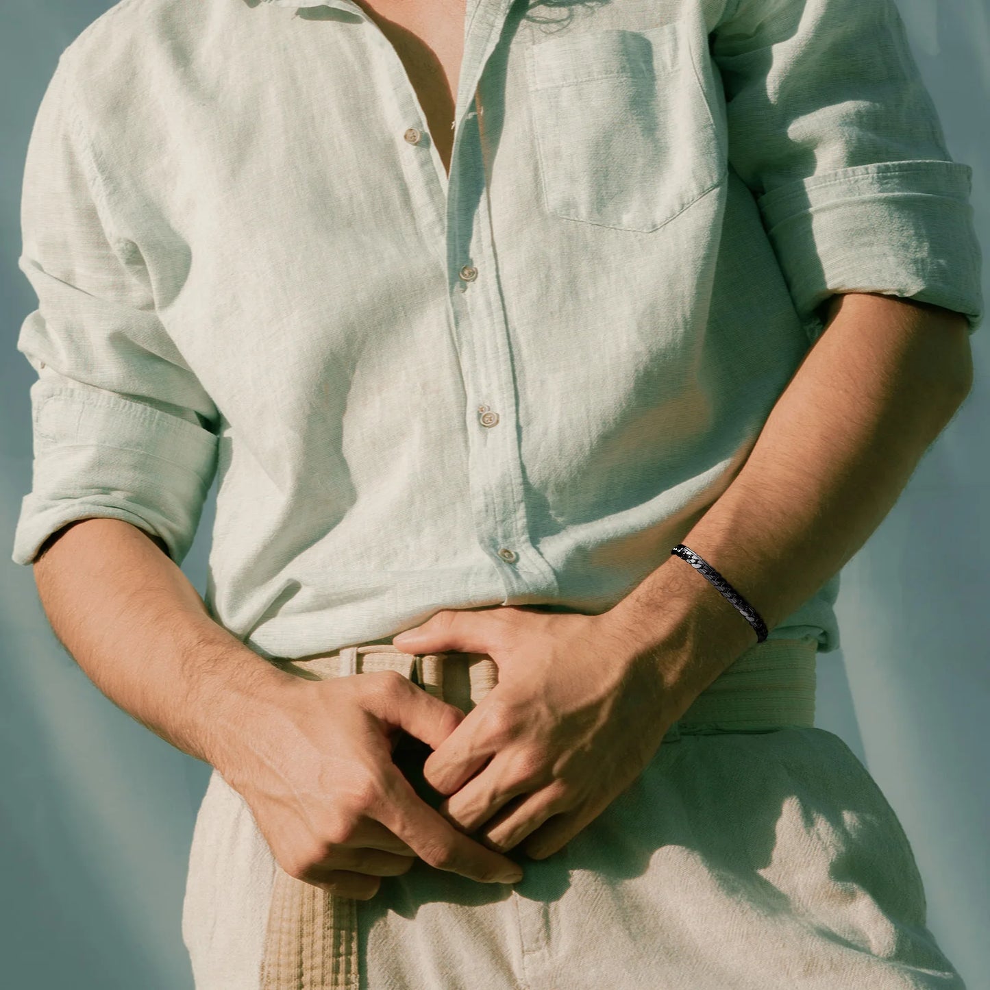 Vnox 6mm Stainless Steel Flat Cuban Chain Bracelets for Men, Adjustable Miami Curb Links Bracelet, Casual Punk Wrist Jewelry