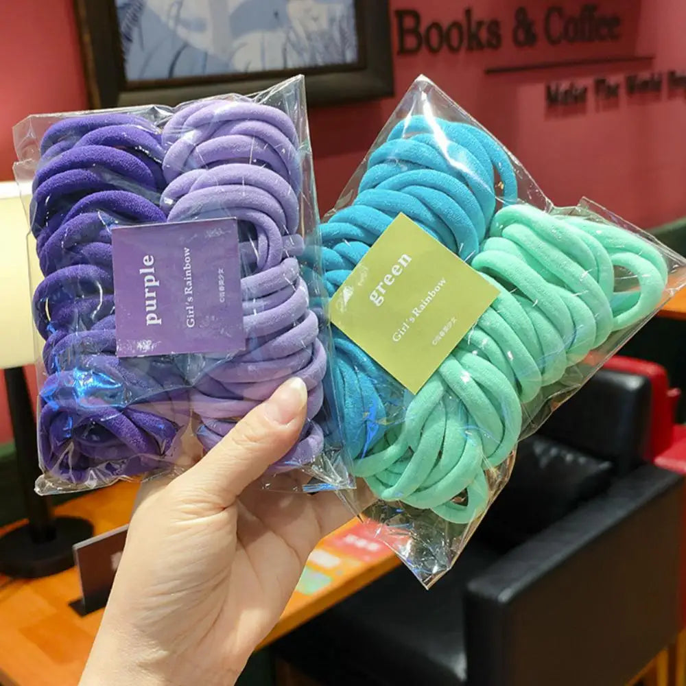 10Pcs Gradient Elastic Rubber Bands Baby Seamless Candy Colored Children Scrunchie Girls Braided Hair Rings Hair Accessories