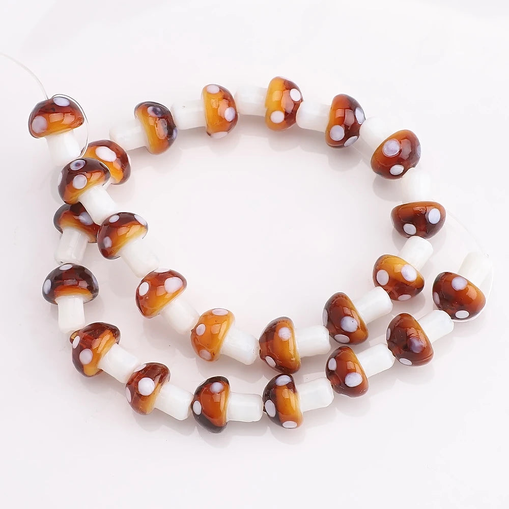 10Pcs 10x13mm 12x16mm 15x20mm Mushroom Shape Lampwork Glass Loose Beads for DIY Crafts Jewelry Making Earing Necklace Accessory